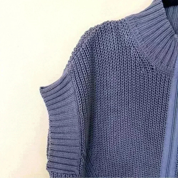 Pure Handknit 100% Cotton Loose Knit Sleeveless Oversize Zip Cardigan Size M/L - Picture 3 of 13